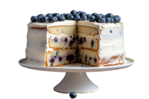 Delicious bueberry cake with fresh blueberries on transparent background png