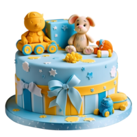 Delicious decorated birthday fondant cake on transparent background png