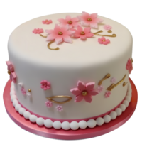 Delicious decorated fondant cake on transparent background png