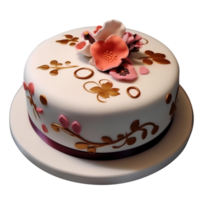 Delicious decorated fondant cake on transparent background png