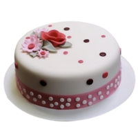 Delicious decorated fondant cake on transparent background png