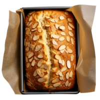 Freshly baked almond bread loaf isolated on transparent background png