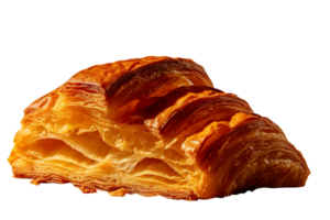 Freshly baked crusty croissants isolated on transparent background png