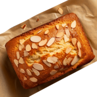 Freshly baked almond bread loaf isolated on transparent background png