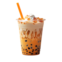 Brown sugar bubble boba drink. milk tea. perfect for drink catalog. ai generated png