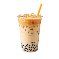 Brown sugar bubble boba drink. milk tea. perfect for drink catalog. ai generated png