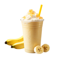 Closeup shot of an banana drink juice and smoothies, perfect for drink catalog. ai generated png