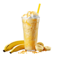 Closeup shot of an banana drink juice and smoothies, perfect for drink catalog. ai generated png