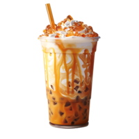 Brown sugar bubble boba drink. milk tea. perfect for drink catalog. ai generated png