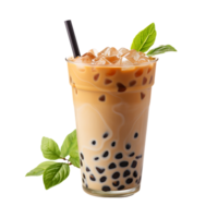 Brown sugar bubble boba drink. milk tea. perfect for drink catalog. ai generated png