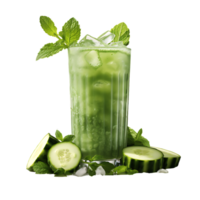 Summer cucumber juice with ice. perfect for drink catalog. ai generated png