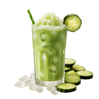 Summer cucumber juice with ice. perfect for drink catalog. ai generated png