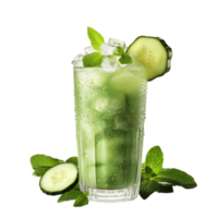 Summer cucumber juice with ice. perfect for drink catalog. ai generated png