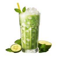 Summer cucumber juice with ice. perfect for drink catalog. ai generated png