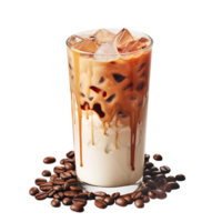 con hielo café con crema leche. Perfecto para bebida catalogar. ai generado png