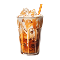 con hielo café con crema leche. Perfecto para bebida catalogar. ai generado png