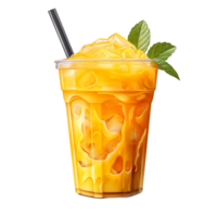Iced Mango Milkshake Juice Drink. Perfect For Drink Catalog. ai generated png