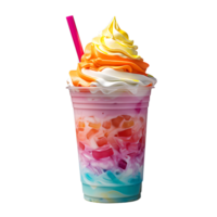 Iced Rainbow Drink With Whipped Cream. Perfect For Drink Catalog.  ai generated png