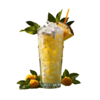 Glass of pineapple juice. Perfect For Drink Catalog.  ai generated png