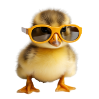 mignonne caneton porter des lunettes sur transparent Contexte. ai généré png