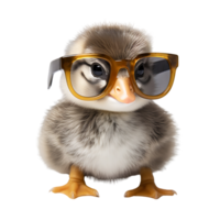 Cute Duckling wear glasses On transparent background. ai generated png