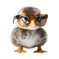 mignonne caneton porter des lunettes sur transparent Contexte. ai généré png