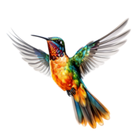 Beautiful hummingbird on transparent background. ai generated png