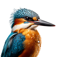 Beautiful kingfisher bird on transparent background. ai generated png