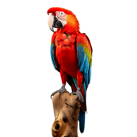 Colorful Macaw Parrot bird on transparent background. ai generated png