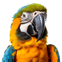 vistoso guacamayo loro pájaro en transparente antecedentes. ai generado png