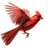 Beautiful northern cardinal bird on transparent background. ai generated png