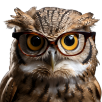 Beautiful owl bird on transparent background. ai generated png