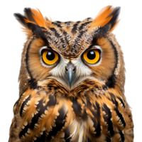 Beautiful owl bird on transparent background. ai generated png
