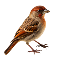 Beautiful sparrow bird on transparent background. ai generated png