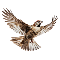 Beautiful sparrow bird on transparent background. ai generated png