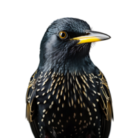 Beautiful starling bird on transparent background. ai generated png