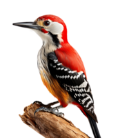 Beautiful Woodpecker bird on transparent background. ai generated png