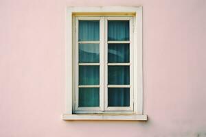 Classic window frame on pastel pink retro style. AI Generated photo