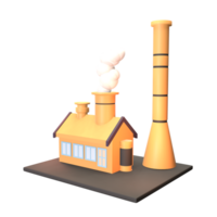 3D icon factory building rendered isolated on the transparent background png