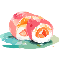 Watercolor hand drawn sushi. AI generative png