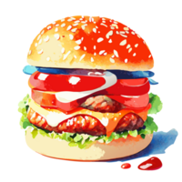 Aquarell Hand gezeichnet Burger. ai generativ png