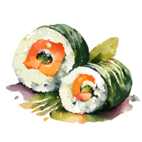 acuarela mano dibujado Sushi. ai generativo png