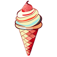 Watercolor hand drawn ice cream cone. png
