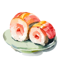 Watercolor hand drawn sushi. AI generative png