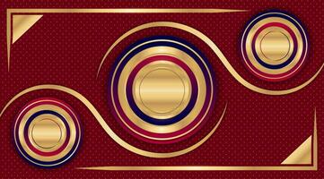 abstract rounded shapes red and gold with dark red background vector