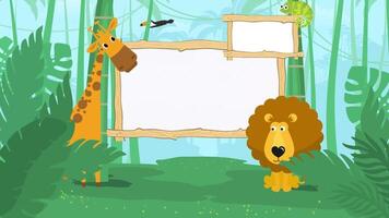 Cartoon Background video with lion and giraffe