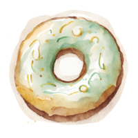 Watercolor hand drawn donut. png