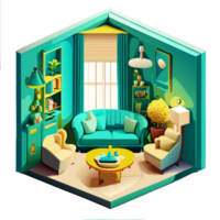 living room interior design. AI generative png