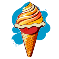 Watercolor hand drawn ice cream cone. png