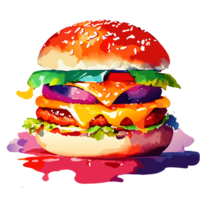 Aquarell Hand gezeichnet Burger. ai generativ png